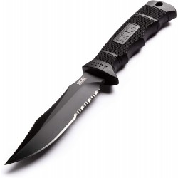Couteau SOG Seal Pup Elite lame 12.3cm semi-dentelée Noir manche GFN - E37T-K - 1