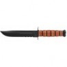 Couteau Ka-Bar Fighting Knife lame 17.8cm semi-dentelée Noir manche cuir - 1219 - 1