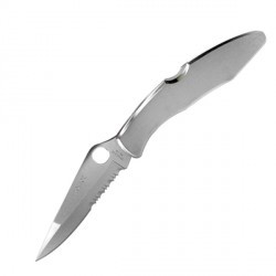 Couteau Spyderco Police Lame 10.4cm semi-dentelée Inox Manche Inox - 1